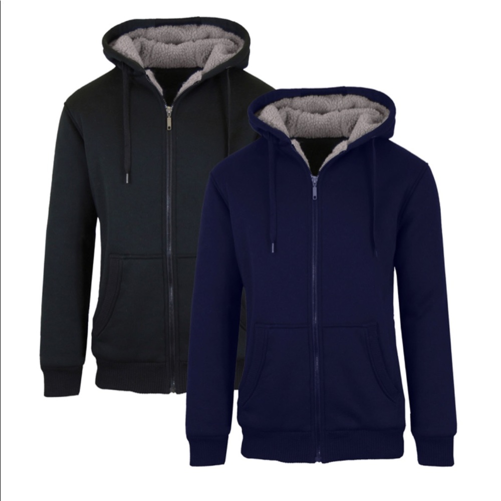 Navy Blue Sherpa lined Hoodie Large